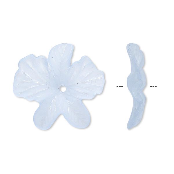 Component, acrylic, frosted light blue, 23x5mm flower. Sold per pkg of 100. image number 0