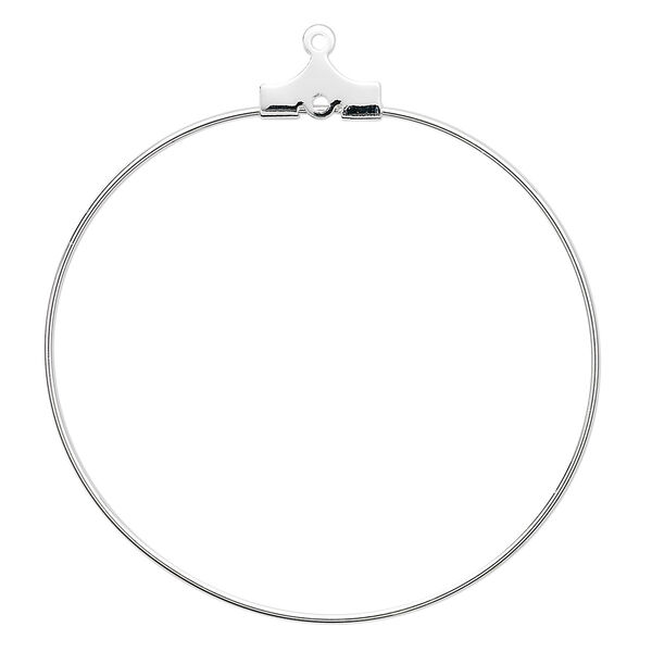 Beading hoop, silver-plated brass, 40mm round with loop. Sold per pkg of 10. image number 0