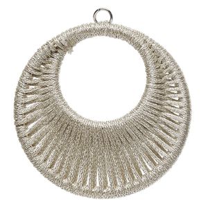 Focal, nylon and imitation rhodium finished steel, metallic silver, 44.5mm wrapped go-go. Sold per pkg of 2.