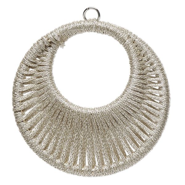 Focal, nylon and imitation rhodium finished steel, metallic silver, 44.5mm wrapped go-go. Sold per pkg of 2. image number 0