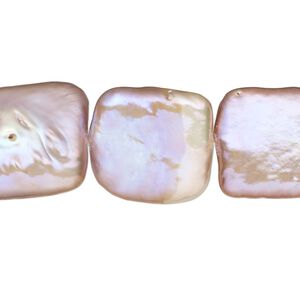 Pearl, cultured freshwater (natural), mauve, 17-20mm flat square, C grade, Mohs hardness 2-1/2 to 4. Sold per 8-inch strand, approximately 10 beads.