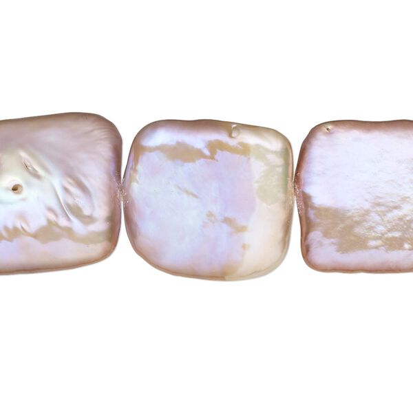 Pearl, cultured freshwater (natural), mauve, 17-20mm flat square, C grade, Mohs hardness 2-1/2 to 4. Sold per 8-inch strand, approximately 10 beads. image number 0