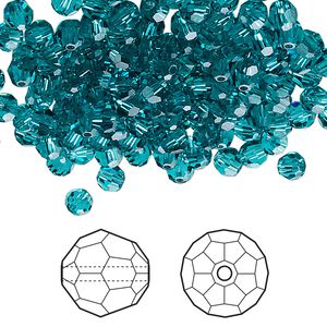 Bead 144pk blue zircon, Crystal Passions® 4mm round 5000