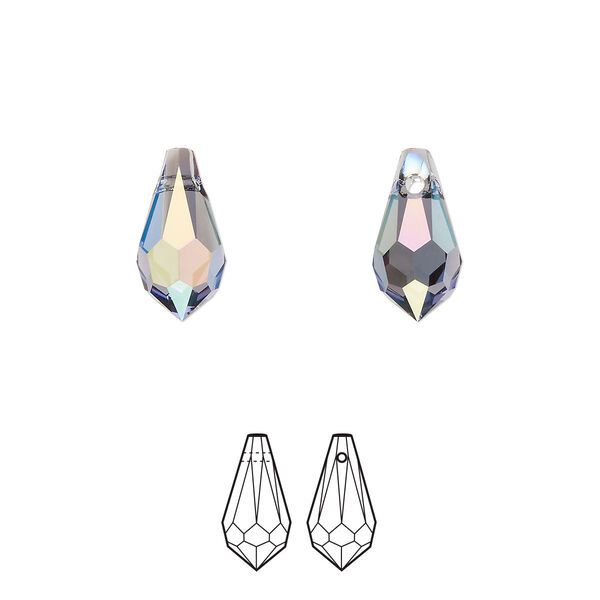 Drop 24pk tanzanite starlight, Crystal Passions® 11x5.5mm pendant teardrop 6000 image number 0