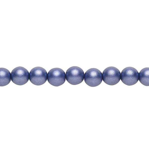 Bead, Czech glass druk, opaque satin dark purple, 6mm round. Sold per 15-1/2" to 16" strand. image number 0