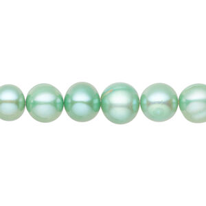 Freshwater pearl 1pkg1, semi-round, 14 inch teal green 8-10mm cultured