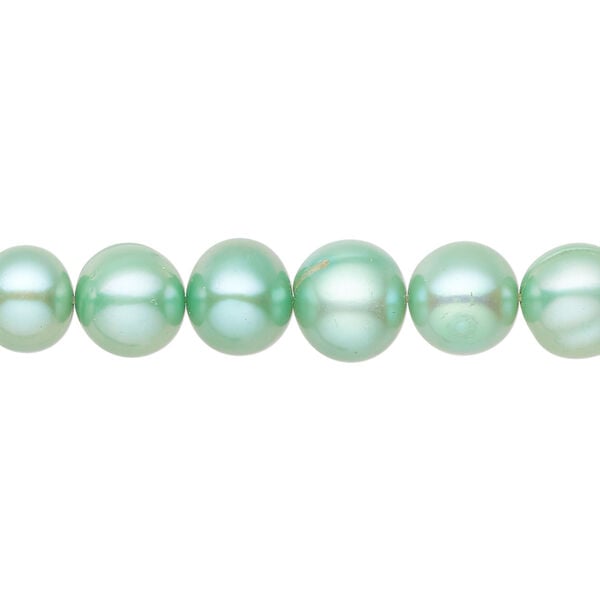 Freshwater pearl 1pkg1, semi-round, 14 inch teal green 8-10mm cultured image number 0