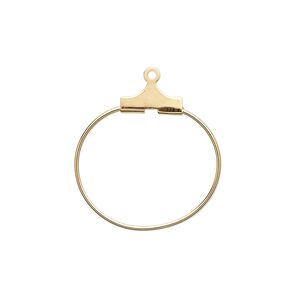 Beading hoop, gold-plated brass, 20mm round. Sold per pkg of 10.