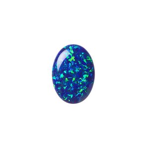 Cabochon, "opal" (silica and epoxy) (man-made), dark blue, 18x13mm calibrated oval. Sold individually.
