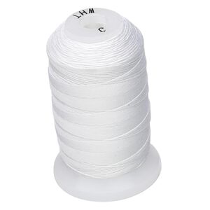 Thread, Purely Silk™, white, size C. Sold per 310-yard spool.
