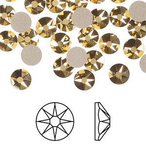 Flat back 1pkg144 crystal aurum foil back, Crystal Passions® 6.32-6.5mm rose round SS30 2088