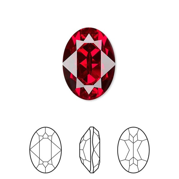 Fancy stone 6pk Siam foil back, Crystal Passions® 18x13mm oval 4120 image number 0