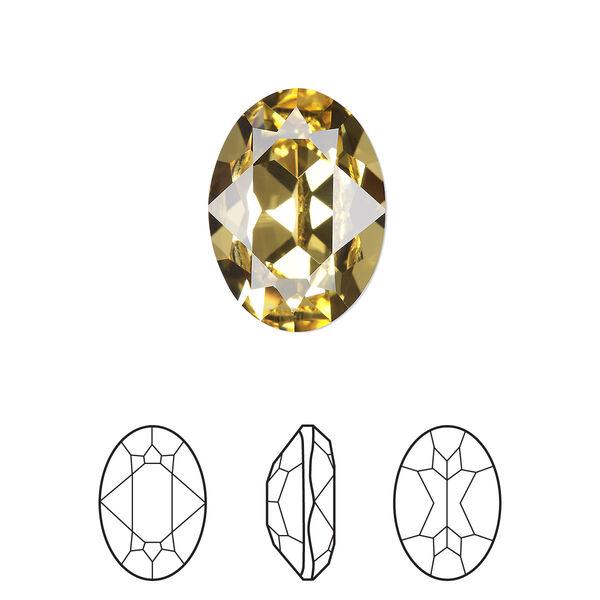 Fancy stone 1pk dark jonquil foil back, Crystal Passions® Regenerated 18x13mm oval 4120 image number 0