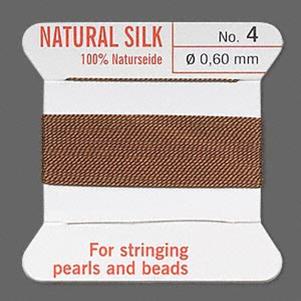 Thread, Griffin, silk, brown, size #4. Sold per 2-meter card (approximately 78 inches). image number 0