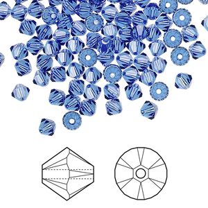 Bead 144pk sapphire, Crystal Passions® 4mm bicone 5328