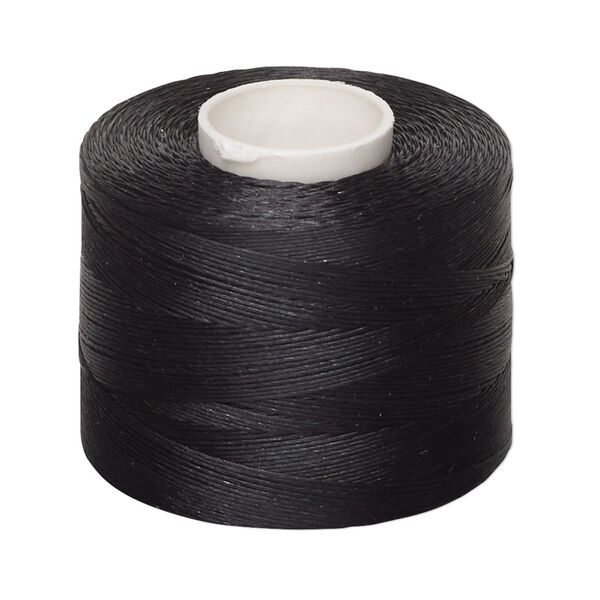 Thread, Nymo®, nylon, black, size B. Sold per 350-yard spool. image number 0