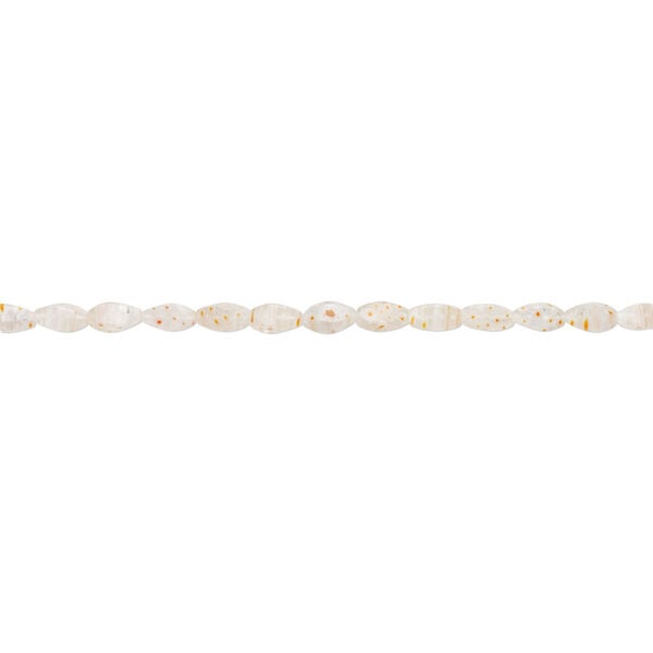 Bead, millefiori glass, translucent clear / orange / white, 20x10mm 4-sided twisted oval with flower design. Sold per 14-inch strand. image number 1