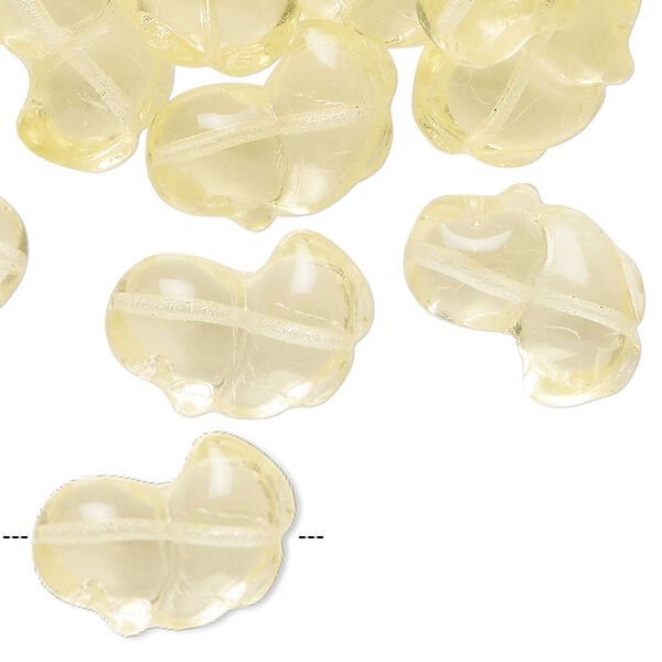 Bead, Czech pressed glass, transparent yellow, 18x15mm puffed duck. Sold per 2-ounce pkg, approximately 29 beads. image number 0