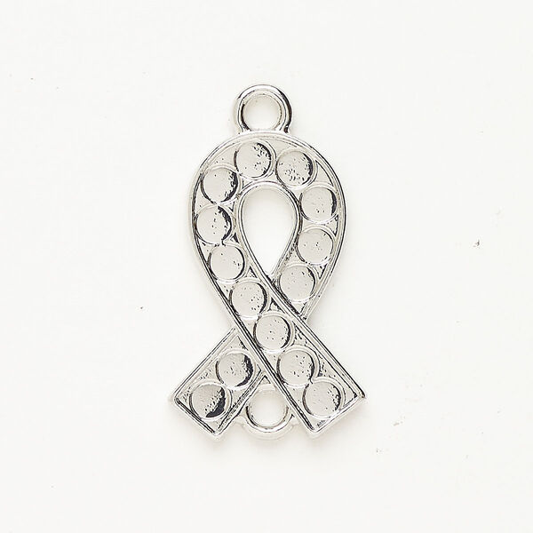 Link "pewter" (zinc-based alloy) 1pkg1 27x17mm awareness ribbon, antique silver finish image number 0