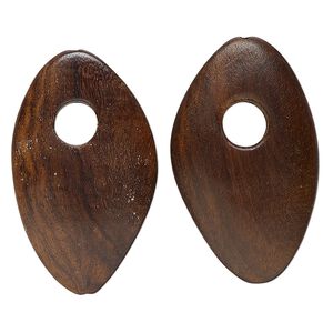 Focal, mango wood, 54x32mm-53x30mm overall. Sold per pkg of 2.