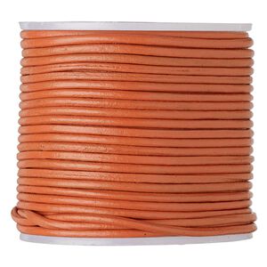 Cord, leather (dyed), marigold, 1.4-1.6mm round. Sold per 25-yard spool.