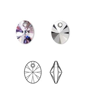 Drop 108pk crystal vitrail light P, Swarovski® 12x9mm pendant mini oval 6028