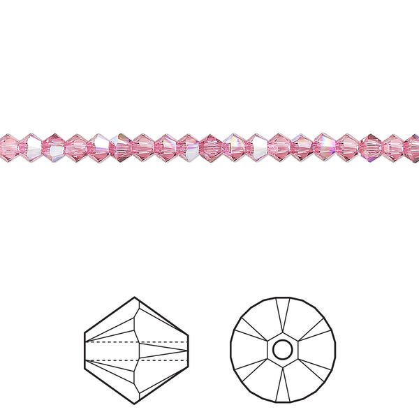Bead 48pk rose shimmer, Crystal Passions® 3mm bicone 5328 image number 0