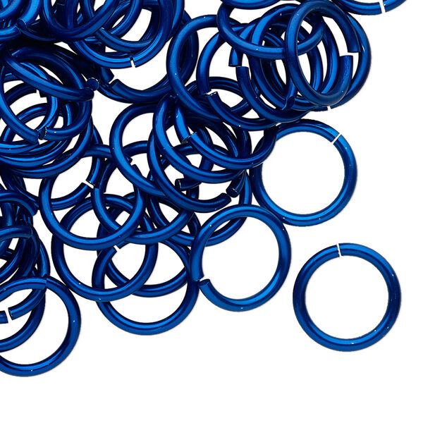 Jump ring, anodized tempered aluminum, dark blue, 12mm round, 9.2mm inside diameter, 15 gauge. Sold per pkg of 100. image number 0