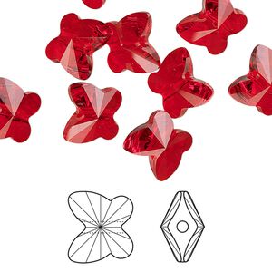 Bead 288pk light Siam, Swarovski® 10x9mm butterfly 5754
