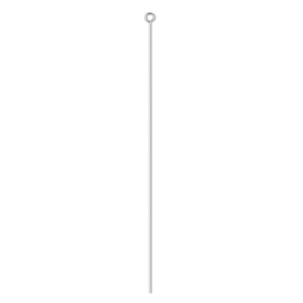 Eye pin, silver-plated brass, 3 inches, 21 gauge. Sold per pkg of 100. image number 0