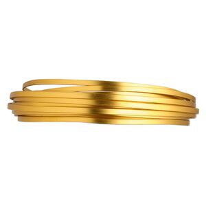 Wire, anodized aluminum, gold, 3.5x1mm flat, 16 gauge. Sold per pkg of 18 feet.