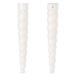Focal, bone (bleached), white, 47x8mm hand-carved spiral point, Mohs hardness 2-1/2. Sold individually.