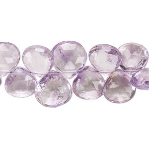 Lavender amethyst 1pkg1, hand-cut top-drilled faceted puffed teardrop bead natural 8 inch 9-10mm