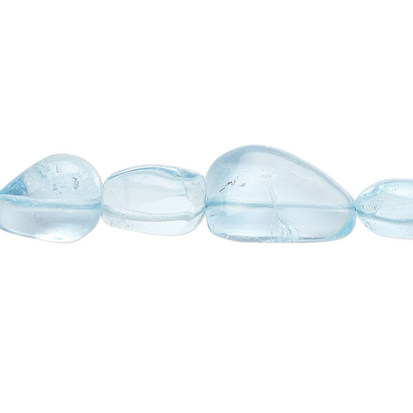 Bead, sky blue topaz (irradiated), mini to small graduated tumbled nugget, Mohs hardness 8. Sold per 8-inch strand, approximately 15-20 beads. image number 0
