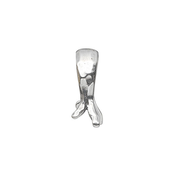 Bail, JBB Findings, ice-pick, antiqued sterling silver, 20x6mm faceted branch, 10mm grip length. Sold individually. image number 0