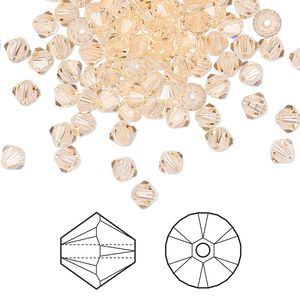 Bead 144pk light peach, Crystal Passions® 4mm bicone 5328