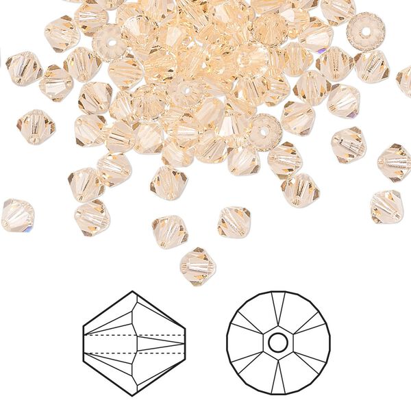 Bead 144pk light peach, Crystal Passions® 4mm bicone 5328 image number 0