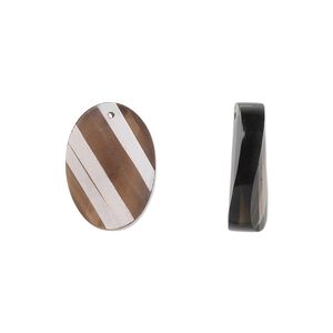 Smoky quartz 1pkg2, hand-cut top-drilled faceted twisted oval bead 16x12mm