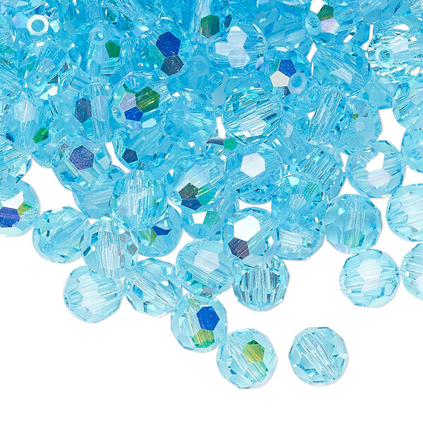 Bead 24pk aqua bohemica AB, Preciosa Czech crystal 6mm round image number 0
