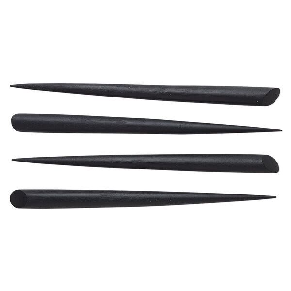 Hair stick, wood (dyed), black, 6 inches with 14x10mm oval setting. Sold per pkg of 4. image number 0