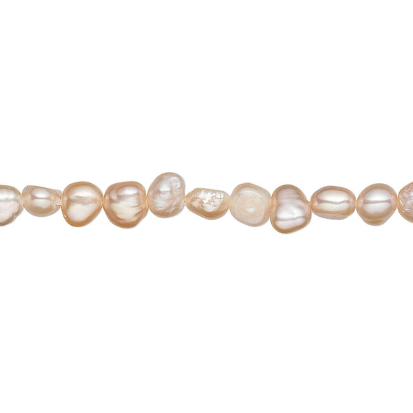 Pearl, cultured freshwater, peach, 4-5mm flat-sided potato, C grade, Mohs hardness 2-1/2 to 4. Sold per 15-inch strand. image number 0