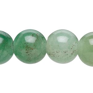 Green aventurine 1pkg10, round bead natural 8mm