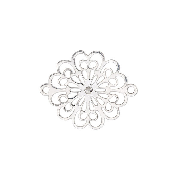 Link, sterling silver, 19.5mm single-sided flower. Sold individually. image number 0