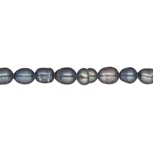 Pearl, cultured freshwater (dyed), iris blue, 4-5mm rice, D- grade, Mohs hardness 2-1/2 to 4. Sold per 15-inch strand.