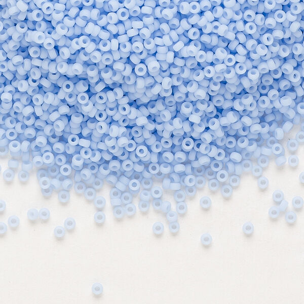 Seed bead, Miyuki, glass, pkg/35g, #15 rocaille, opaque matte agate blue, (RR-494F). image number 0