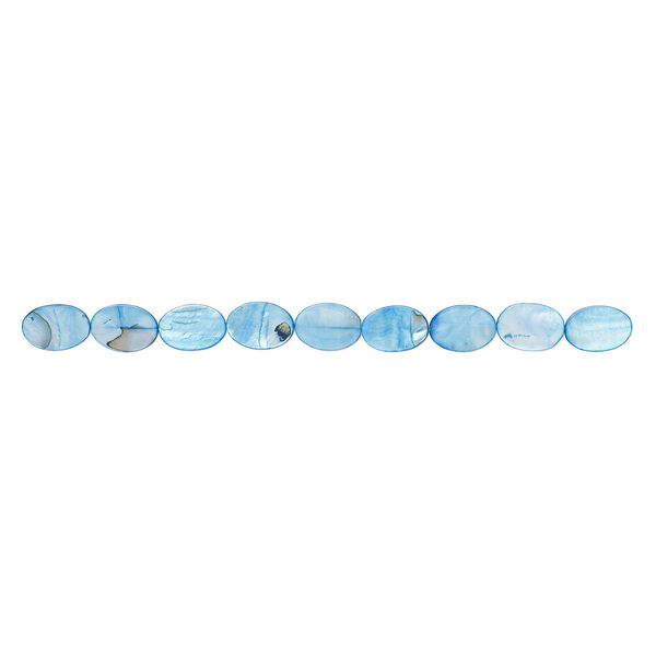 Mother-of-pearl shell 1pkg1, flat oval bead 15 inch dark blue 25x18mm image number 1
