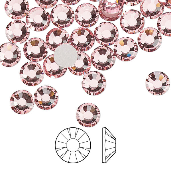 Flat back 24pk light rose foil back, Preciosa MAXIMA Czech crystal rhinestone 6.3-6.5mm chaton rose round SS30 image number 0