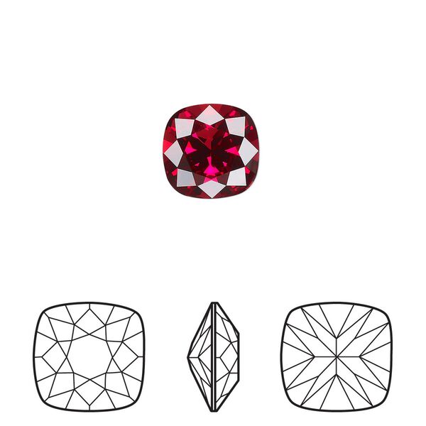 Fancy stone 144pk scarlet foil back, Swarovski® 10mm cushion 4470 image number 0