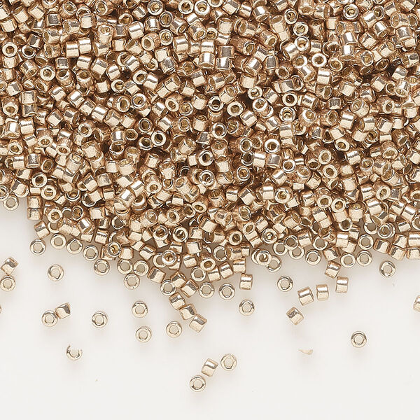 Seed bead, Delica®, glass, pkg/7.5g, #11 round, Duracoat® opaque galvanized champagne (DB-1834). image number 0
