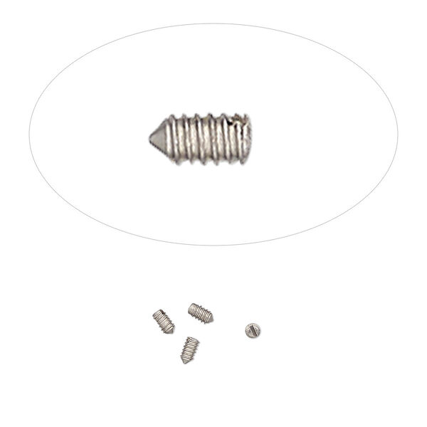 Screw, Screw-Tite Crimps™, stainless steel, 3x1.5mm rectangle. Sold per pkg of 4. image number 0